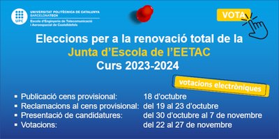 Convocatòria d'eleccions per a la renovació total de la Junta d'Escola de l'EETAC