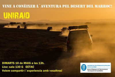 Dimarts 10 de maig - Vine a conèixer l'aventura pel desert del Marroc d'estudiants de l'EETAC