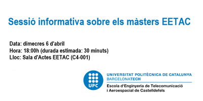 Sessió informativa sobre els màsters EETAC