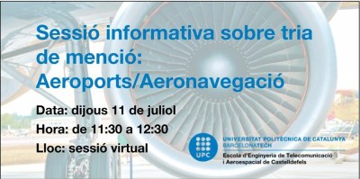 Sessió informativa virtual sobre la tria de menció: Aeroports o Aeronavegació