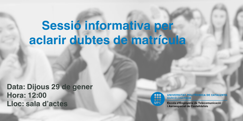 Sesión informativa sobre dudas de matrícula
